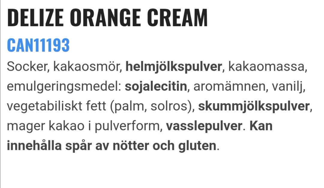 Delize orange cream