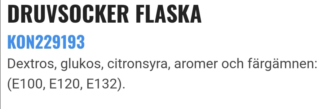 Druvsocker flaska