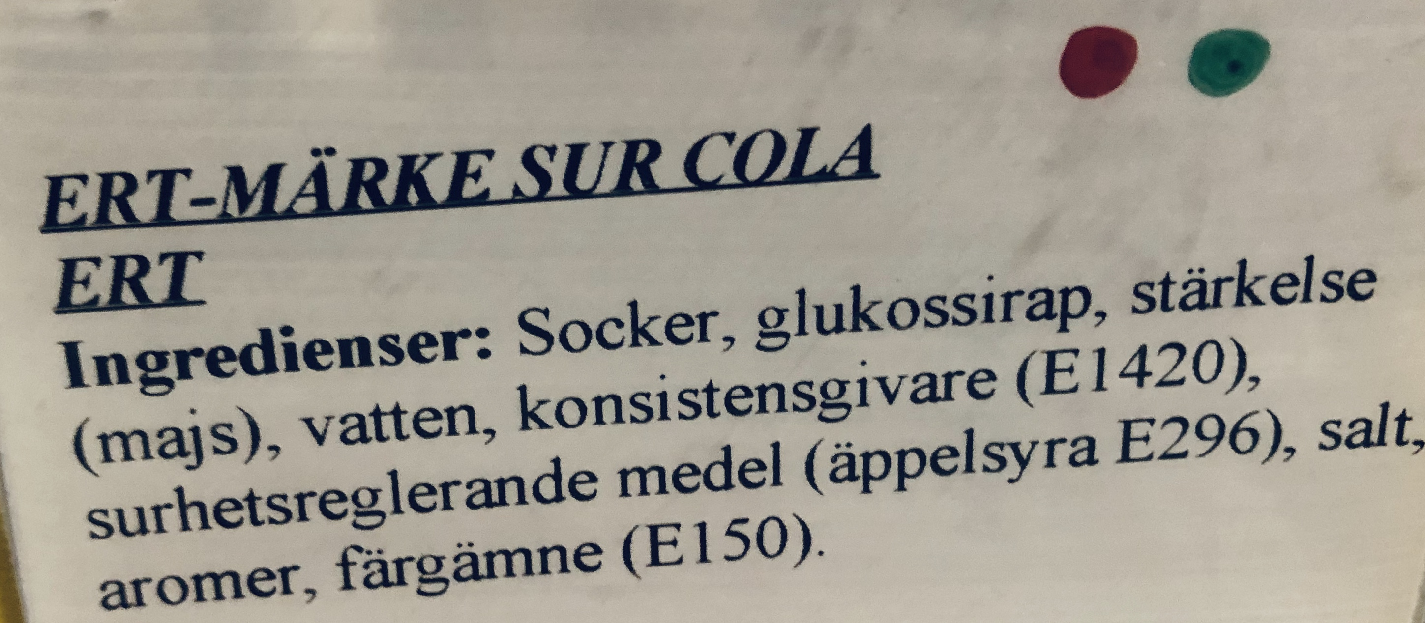 Ert-mrke sur cola