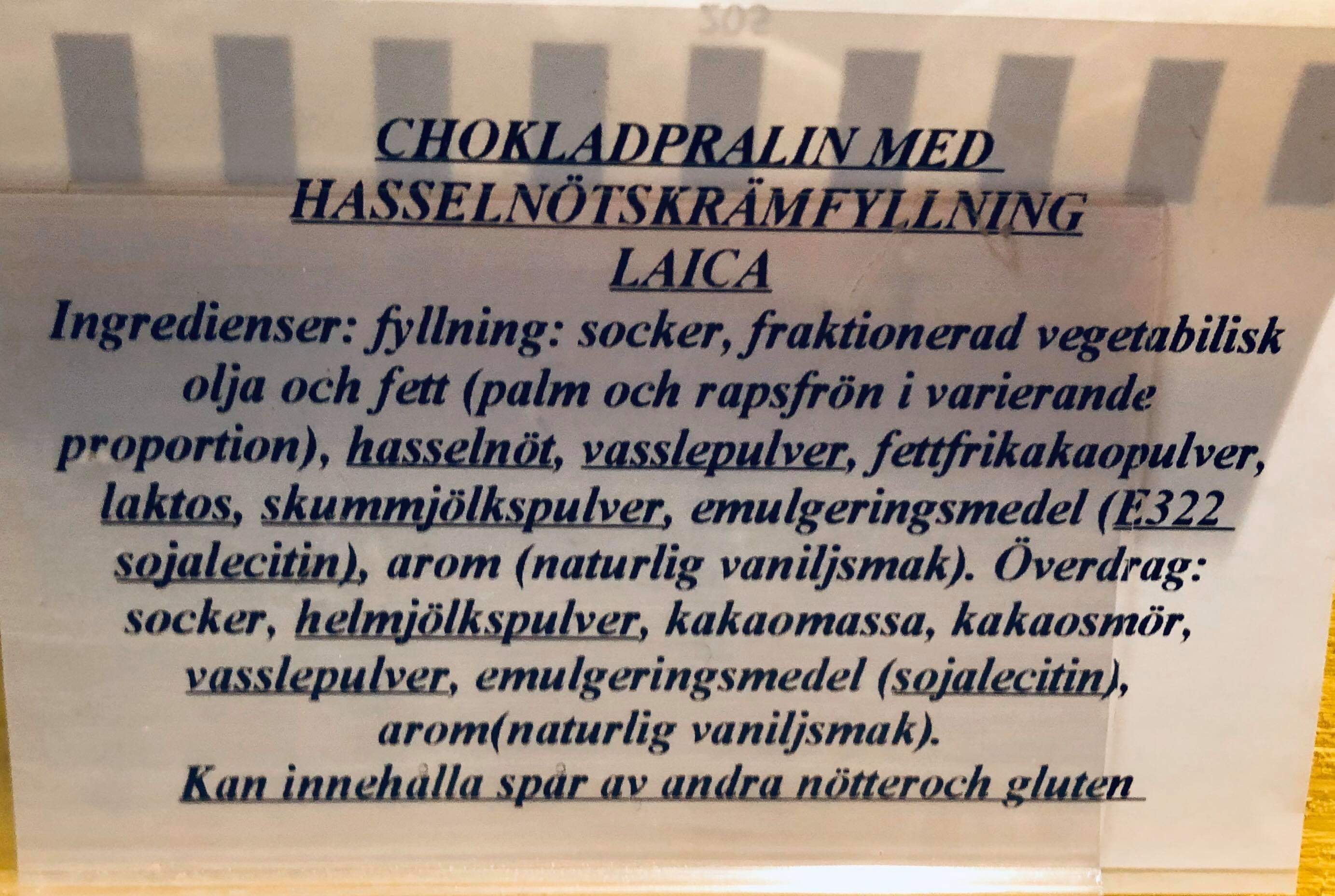 Chokladpralin fylld med hasselntskrm