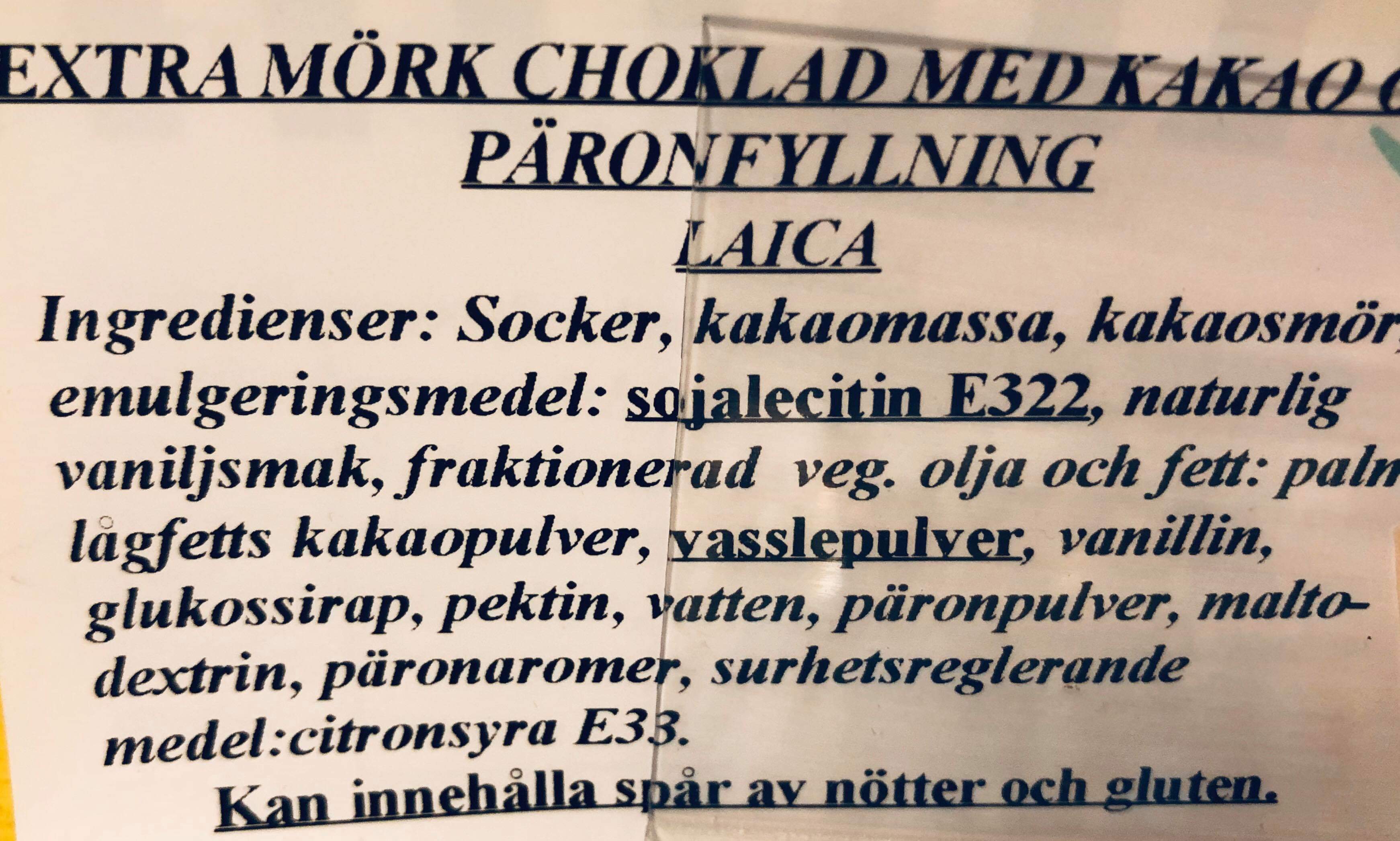 Extra mrk choklad med kakao och pronfyllning